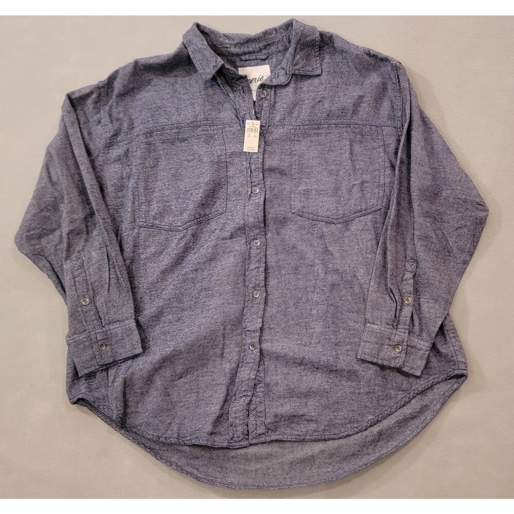 Aerie Oversized Striped Button-Down Shirt – Blue & White (NWT)